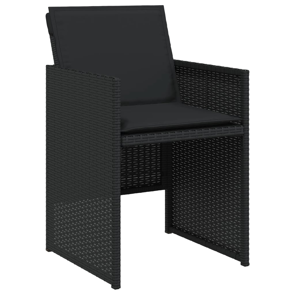 Set da Pranzo da Giardino 9 pz con Cuscini Nero in Polyrattan | homemem39