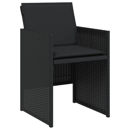 Set da Pranzo da Giardino 9 pz con Cuscini Nero in Polyrattan | homemem39