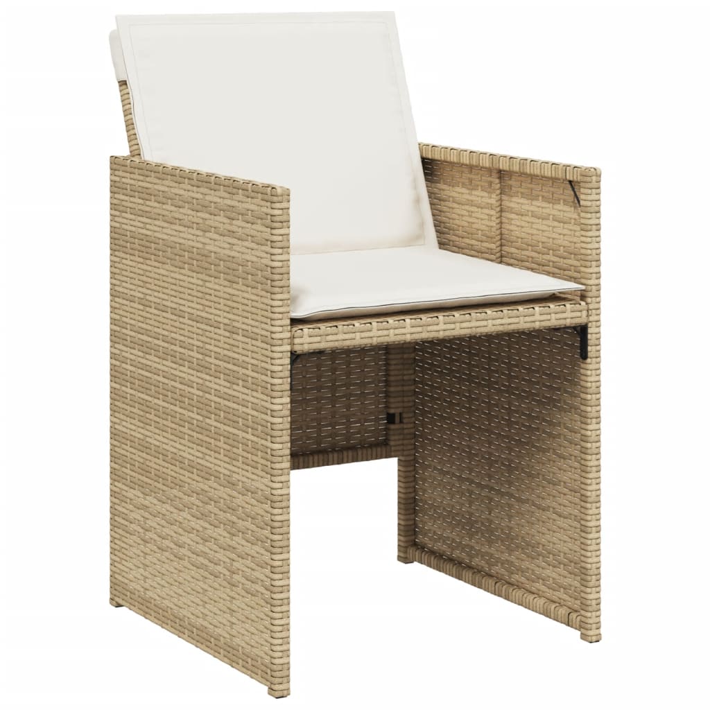 Set da Pranzo da Giardino 9 pz con Cuscini Beige in Polyrattan | homemem39