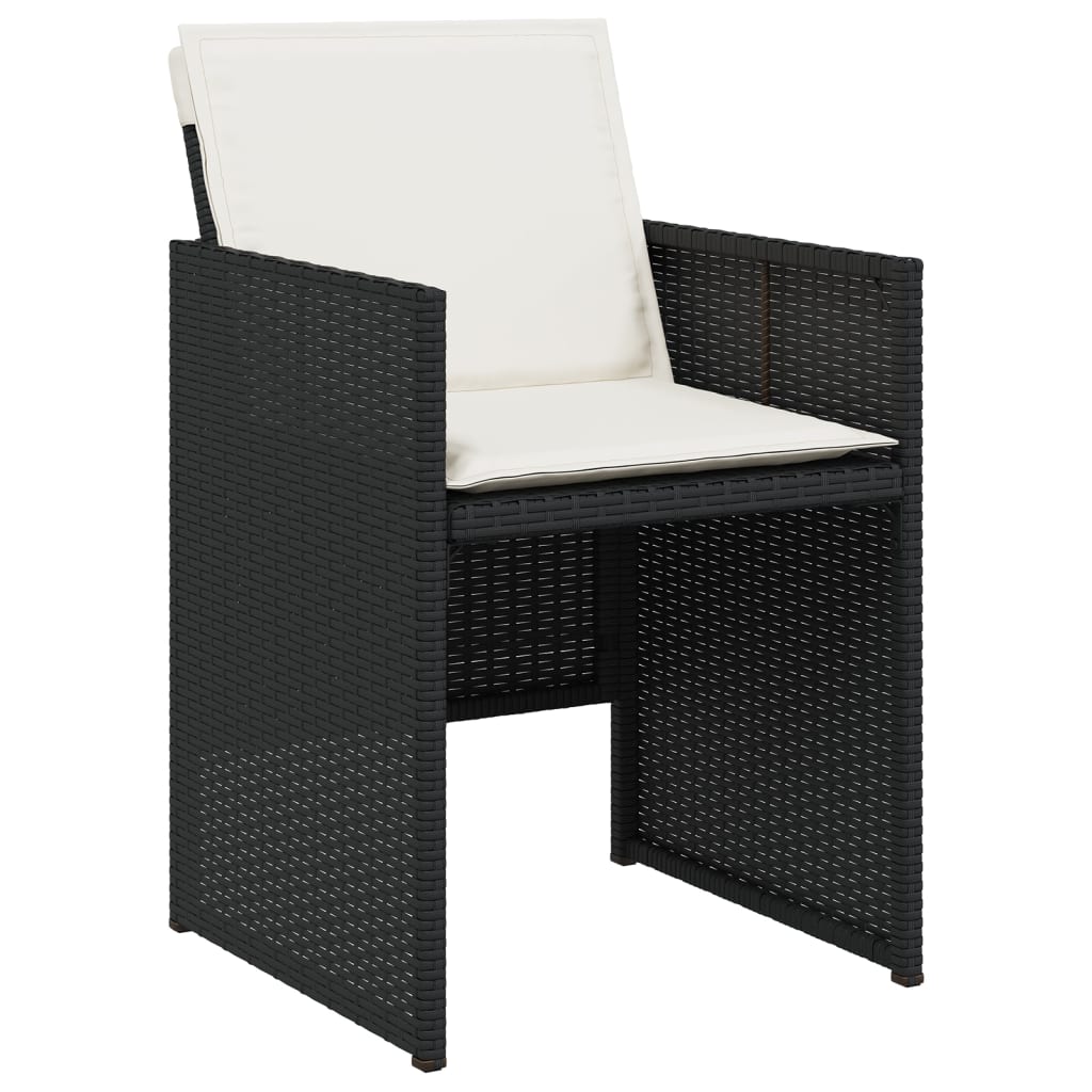 Set da Pranzo da Giardino 9 pz con Cuscini Nero in Polyrattan | homemem39