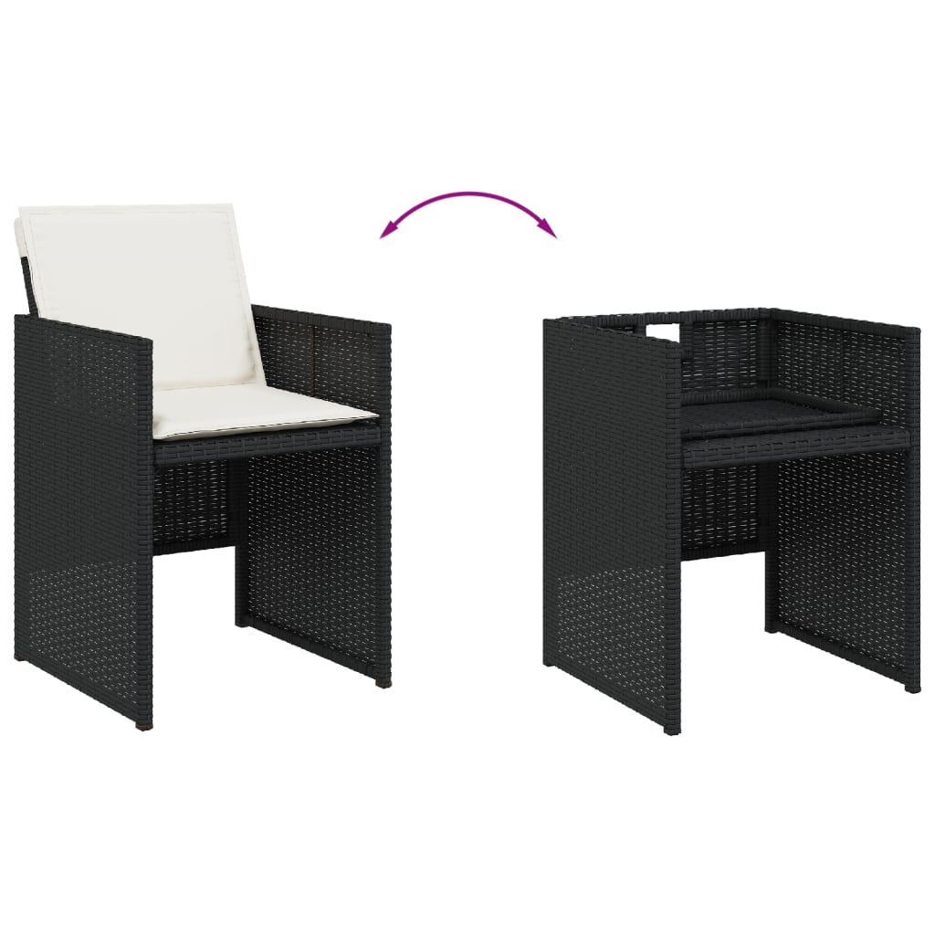 Set da Pranzo da Giardino 11 pz con Cuscini in Polyrattan Nero | homemem39