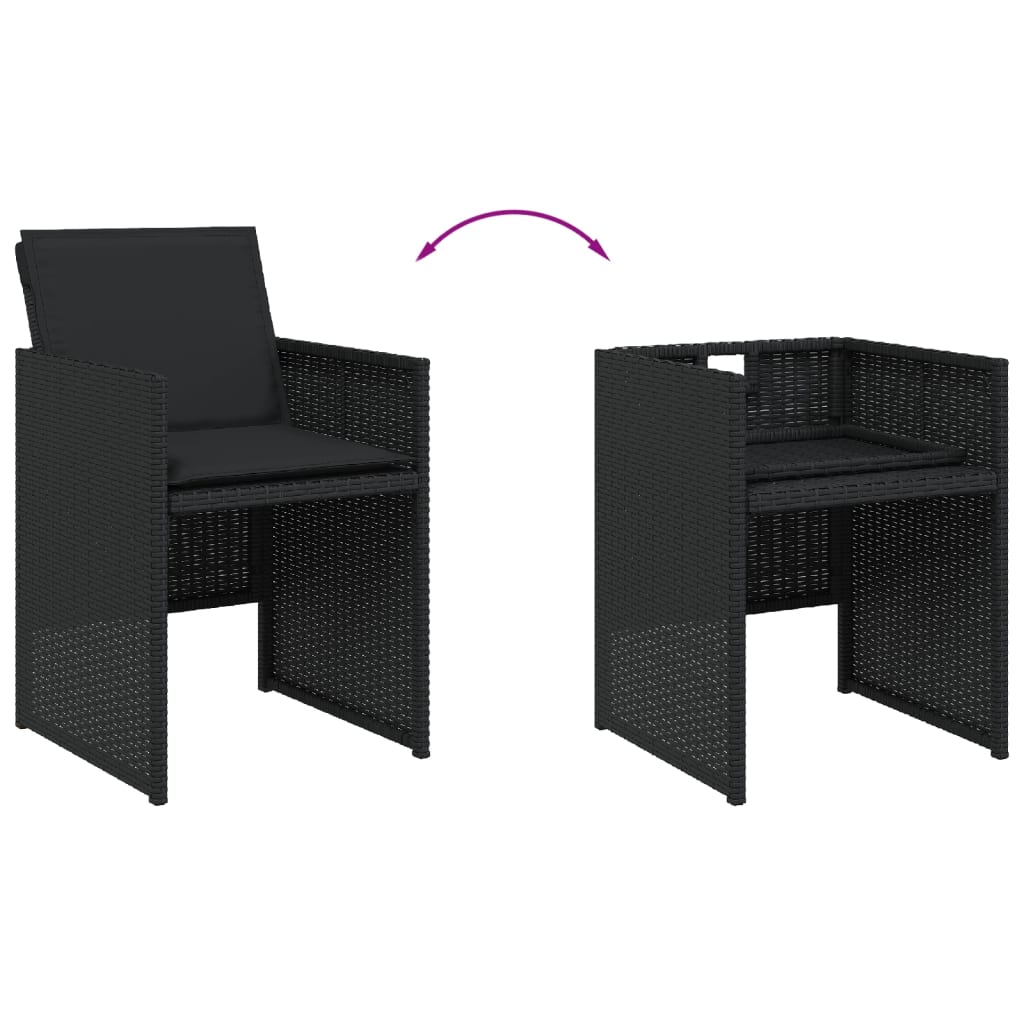 Set da Pranzo da Giardino 11 pz con Cuscini in Polyrattan Nero | homemem39