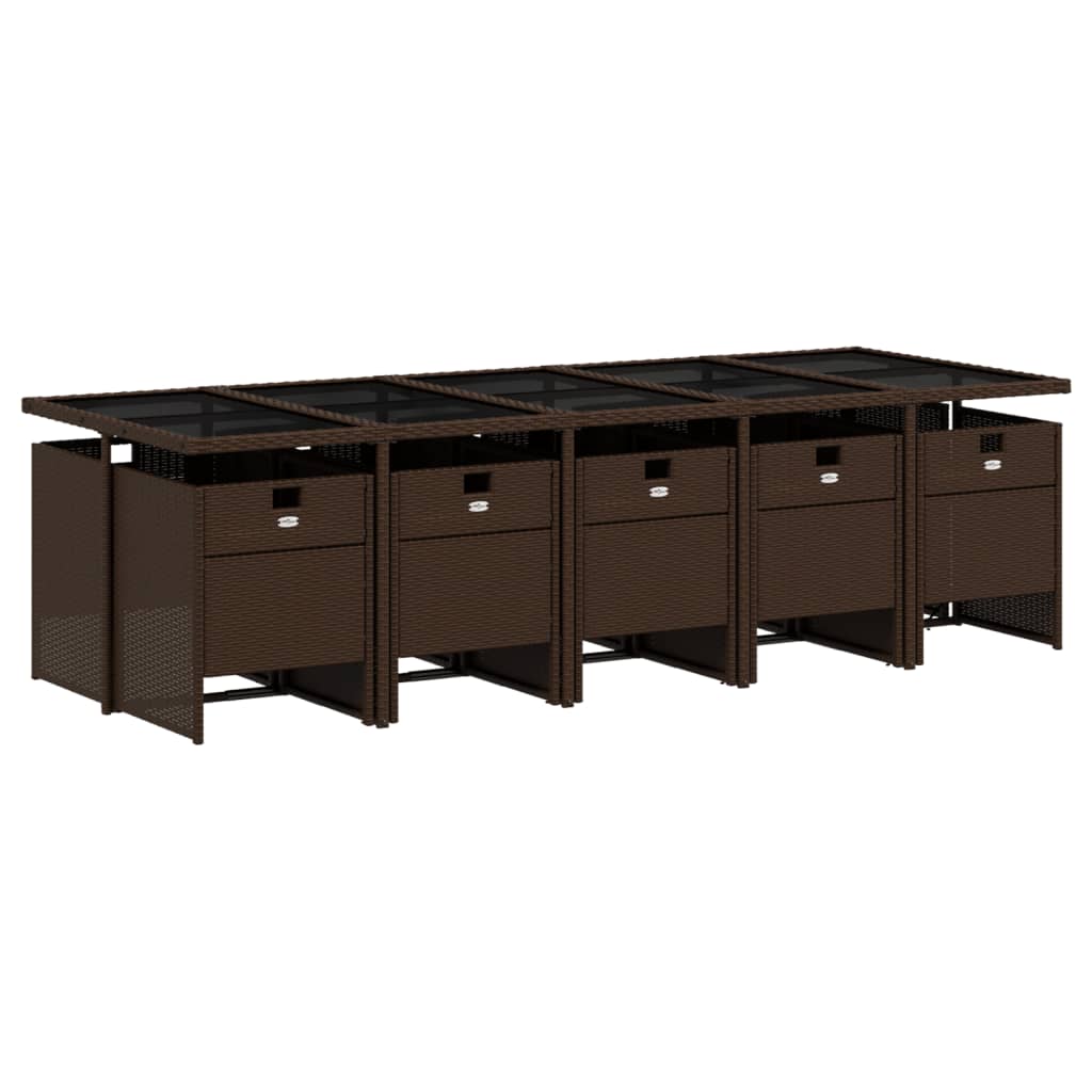 Set da Pranzo da Giardino 11 pz con Cuscini Polyrattan Marrone - homemem39