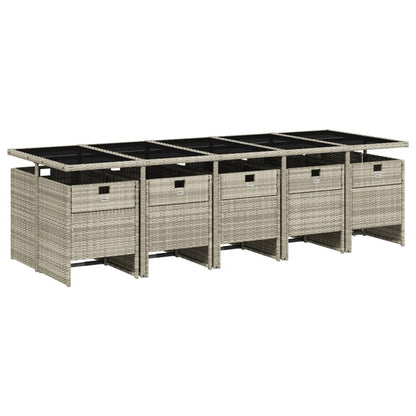 Set Pranzo Giardino 11pz con Cuscini Grigio Chiaro Polyrattan | homemem39