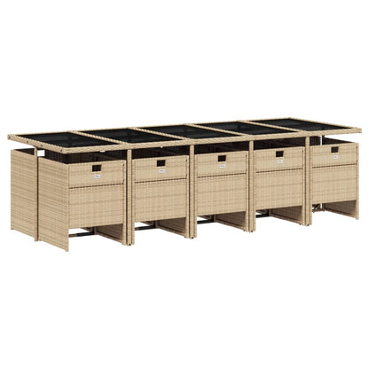 Set Pranzo da Giardino 11 pz con Cuscini Beige Misto Polyrattan | homemem39