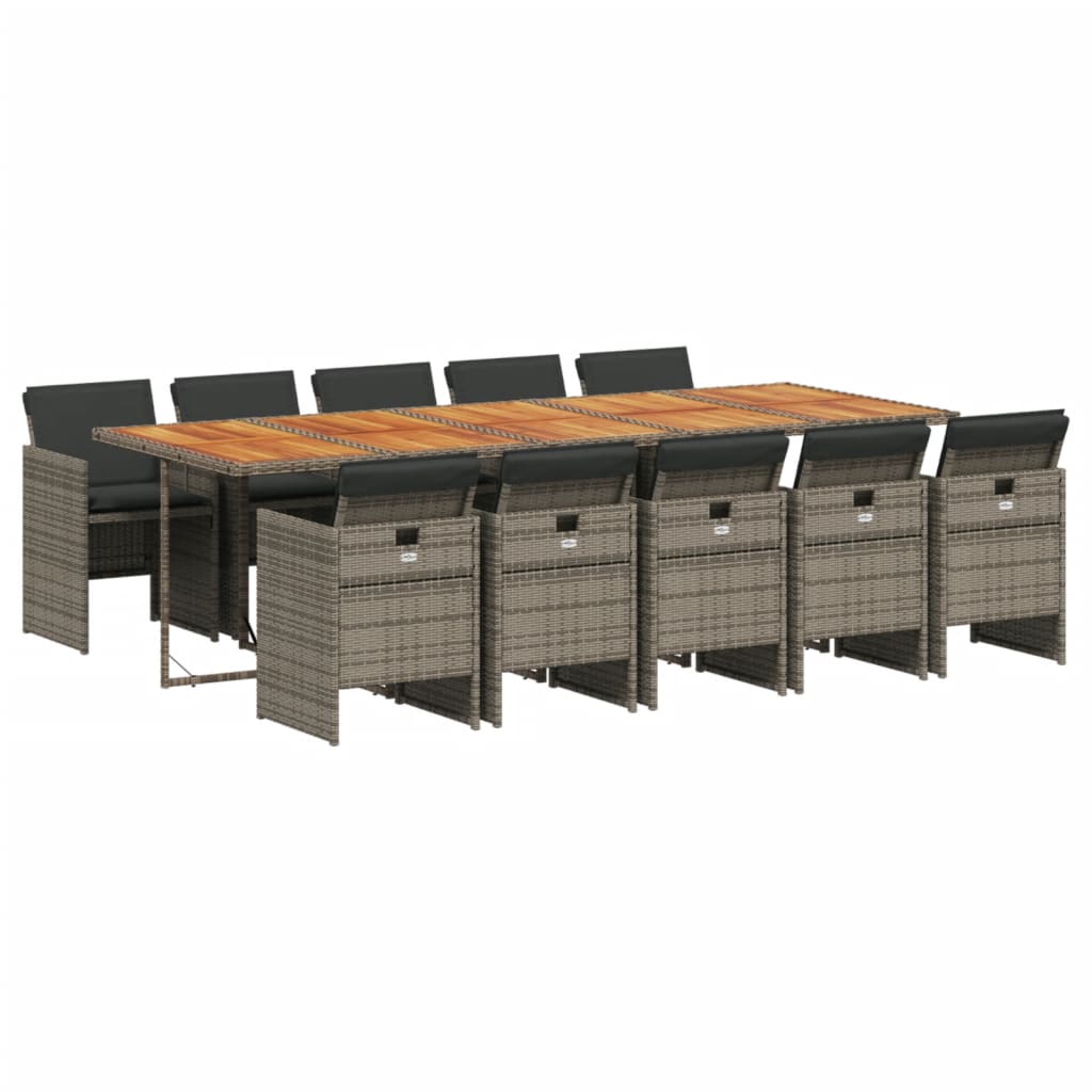 Set da Pranzo da Giardino 11pz con Cuscini in Polyrattan Grigio | homemem39