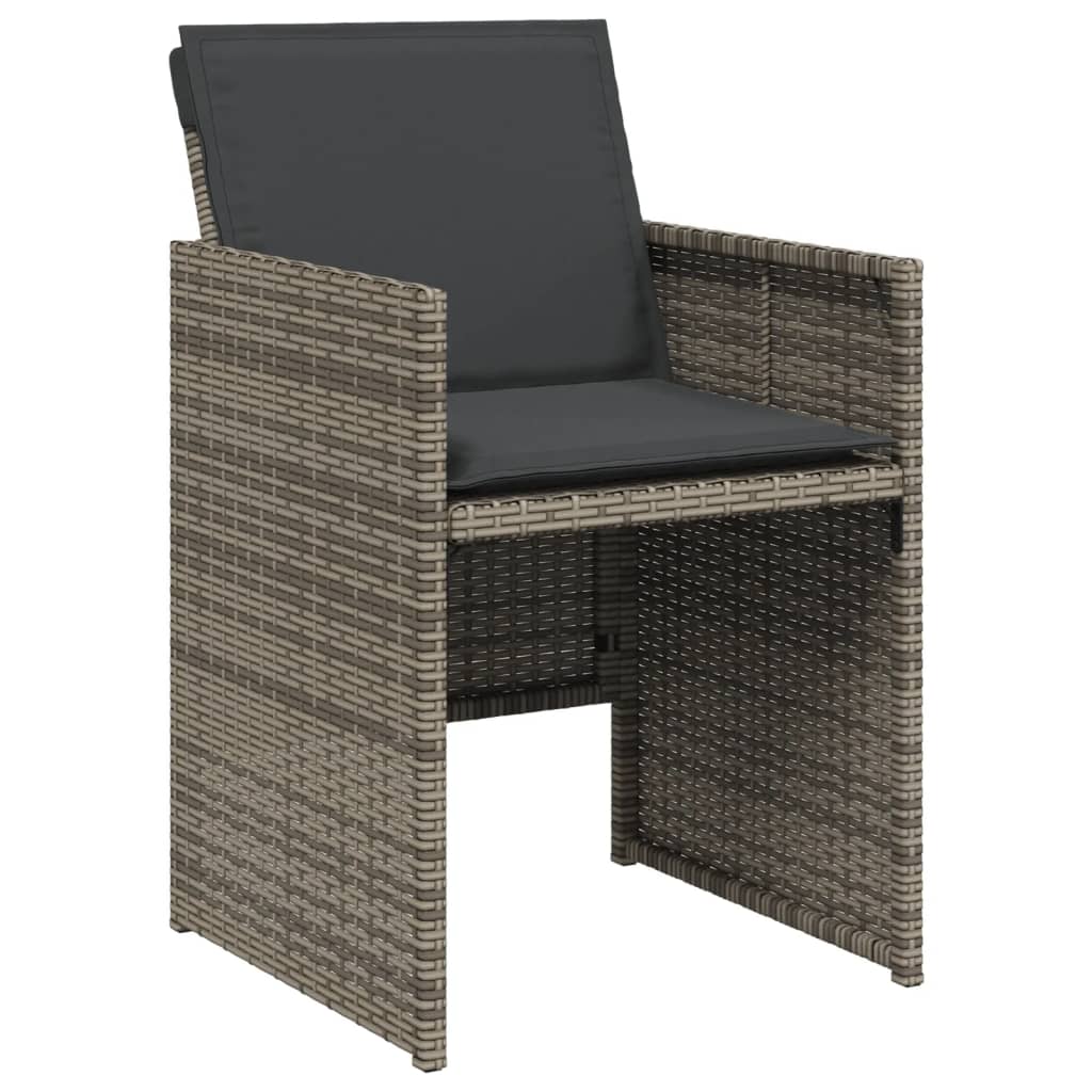Set da Pranzo da Giardino 11pz con Cuscini in Polyrattan Grigio | homemem39