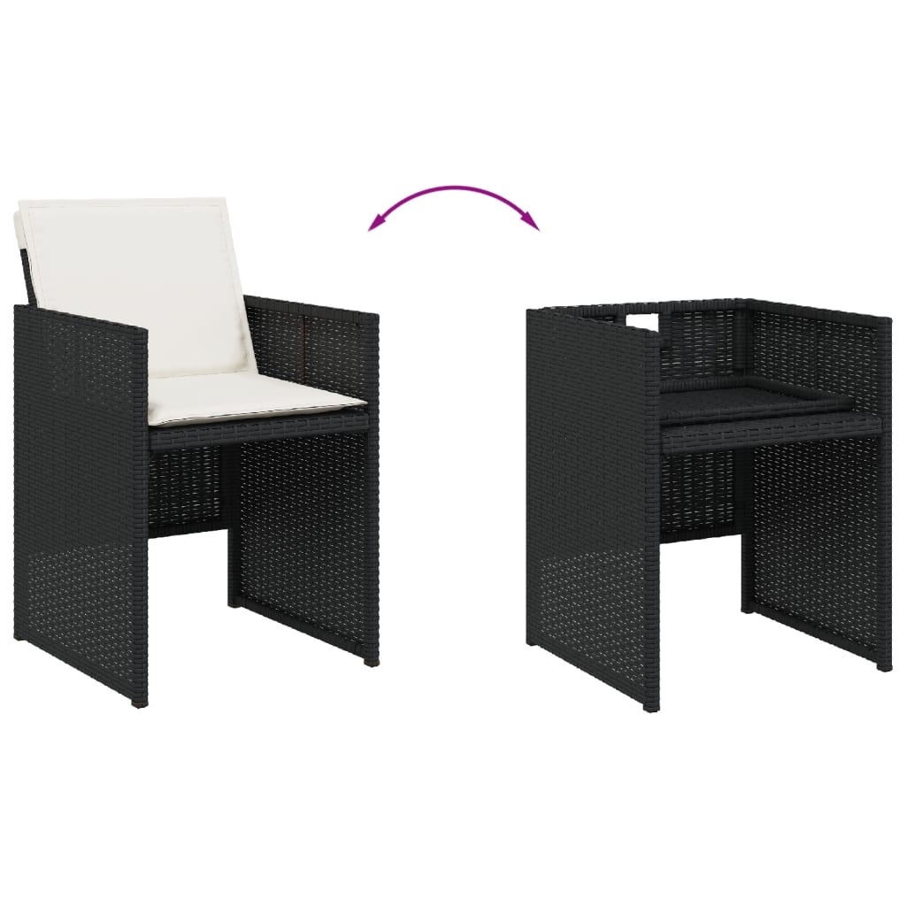 Set da Pranzo da Giardino 11 pz con Cuscini in Polyrattan Nero | homemem39