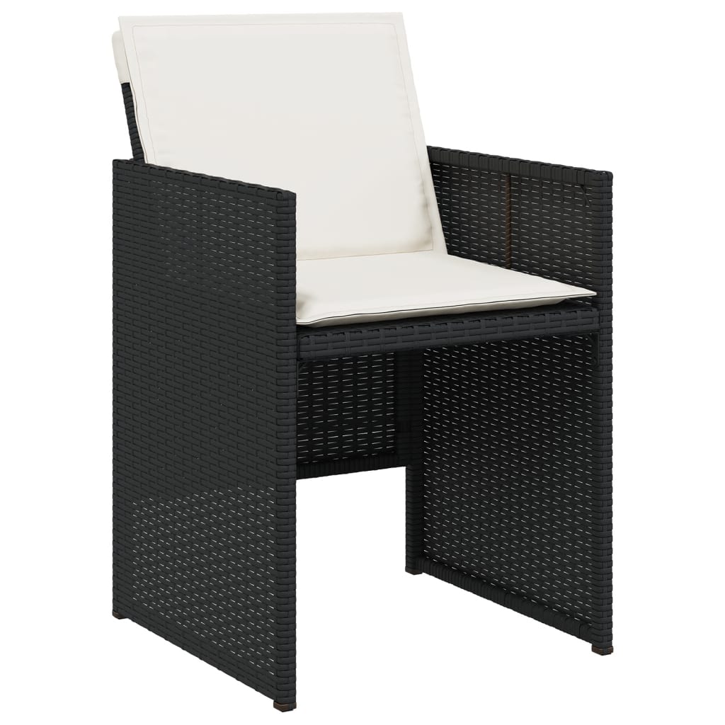 Set da Pranzo da Giardino 13pz con Cuscini Nero in Polyrattan - homemem39