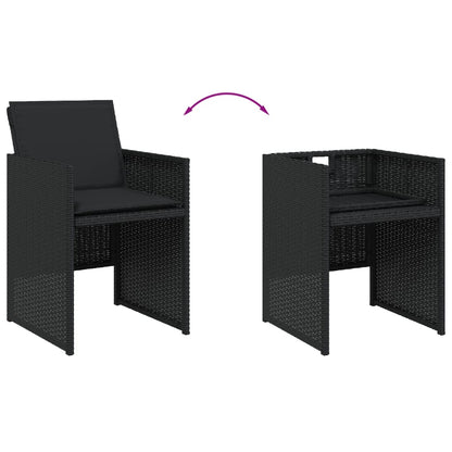 Set da Pranzo da Giardino 13pz con Cuscini Nero in Polyrattan - homemem39