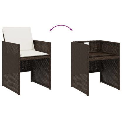 Set da Pranzo da Giardino 13pz con Cuscini Marrone Polyrattan - homemem39