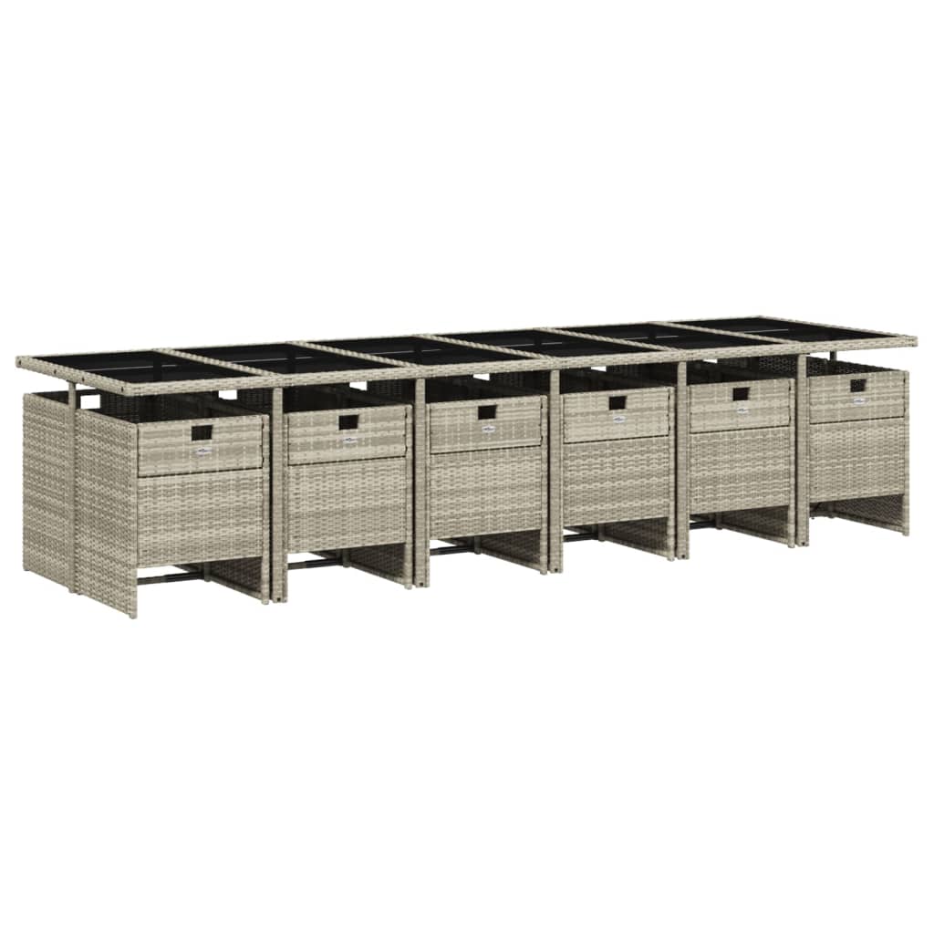 Set da Pranzo da Giardino 13pz con Cuscini Grigio in Polyrattan | homemem39
