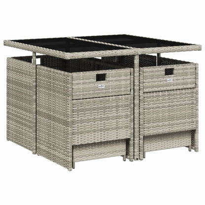 Set Pranzo da Giardino 9pz con Cuscini Grigio Chiaro Polyrattan - homemem39