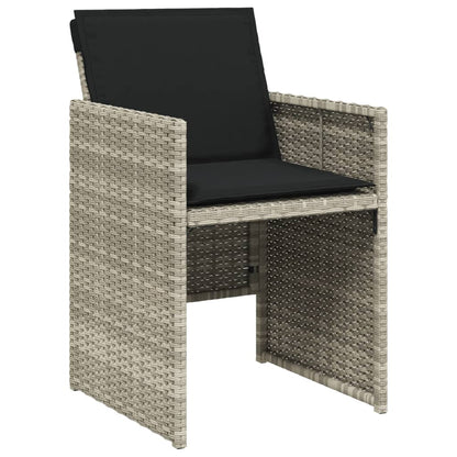 Set Pranzo da Giardino 9pz con Cuscini Grigio Chiaro Polyrattan | homemem39