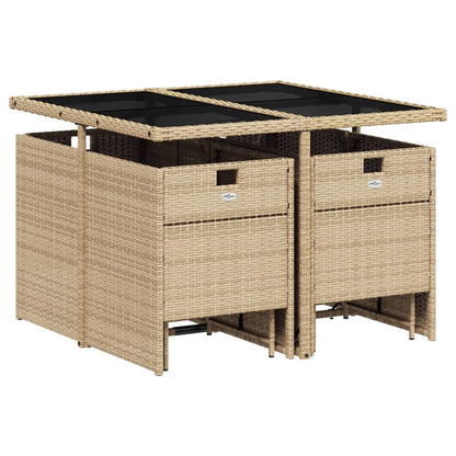 Set Pranzo da Giardino 9 pz con Cuscini Beige Misto Polyrattan | homemem39