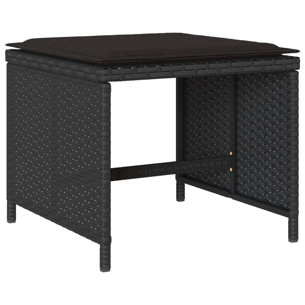 Set da Pranzo da Giardino 11 pz con Cuscini in Polyrattan Nero - homemem39