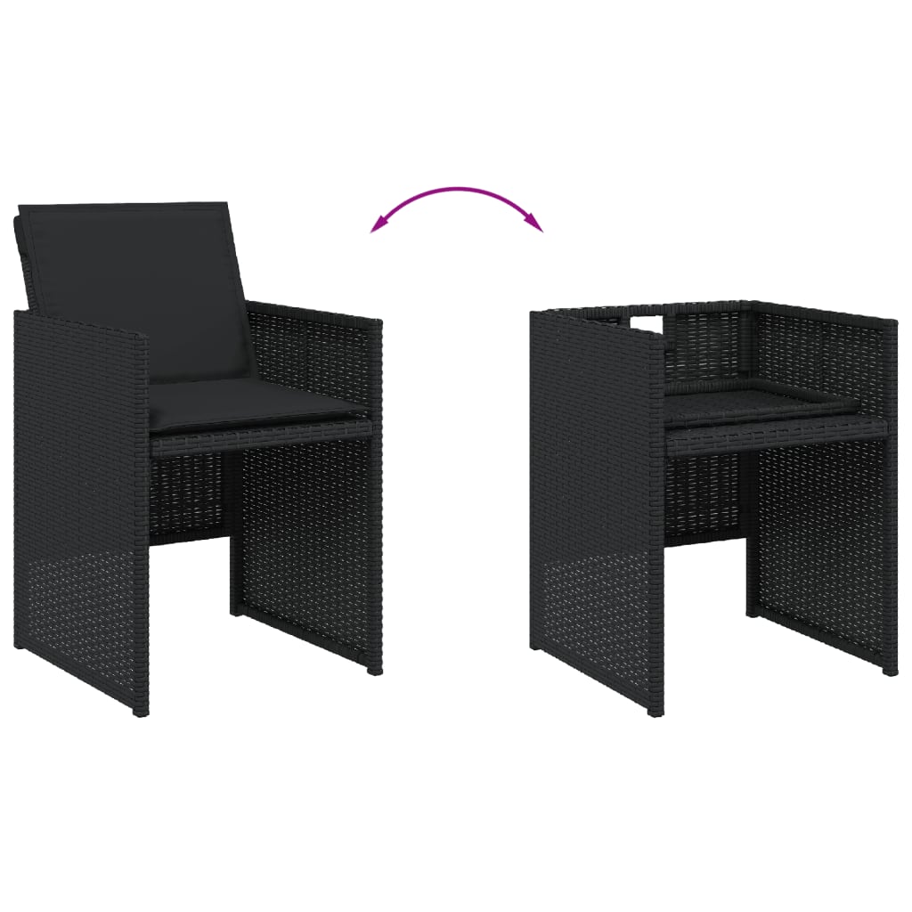 Set da Pranzo da Giardino 11 pz con Cuscini in Polyrattan Nero | homemem39