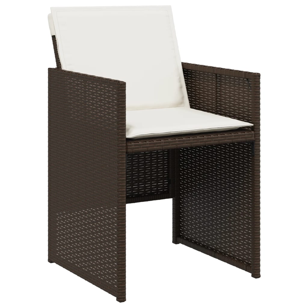 Set da Pranzo da Giardino 11 pz con Cuscini Polyrattan Marrone - homemem39