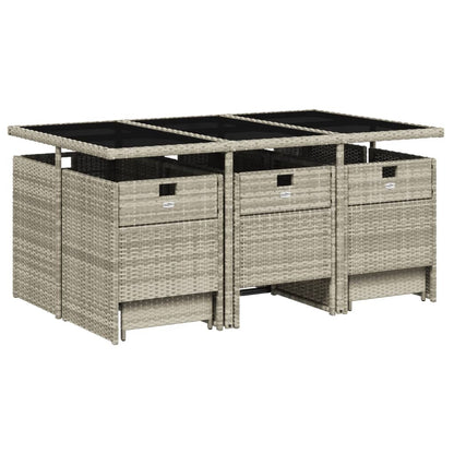 Set Pranzo Giardino 11pz con Cuscini Grigio Chiaro Polyrattan | homemem39