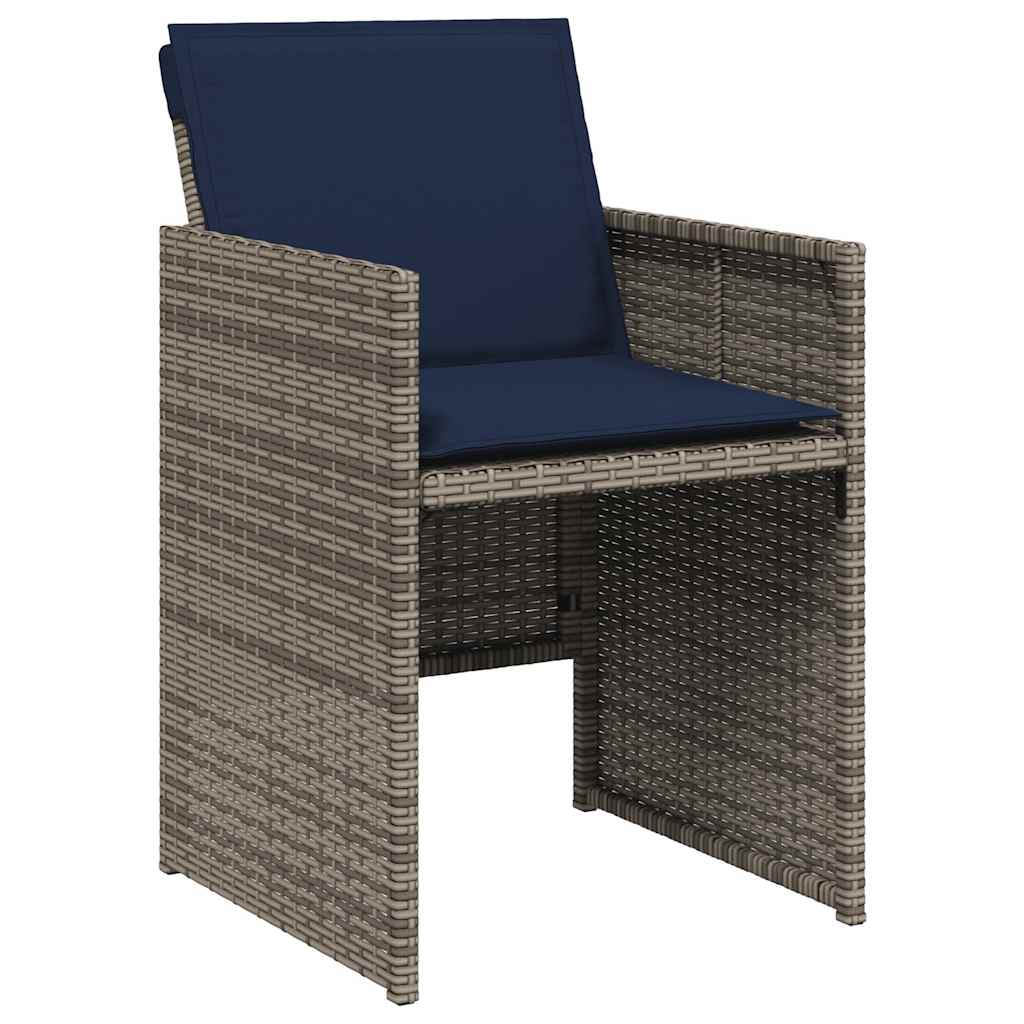 Set da pranzo da giardino da 11 pz con Cuscini in Polyrattan Grigio | homemem39