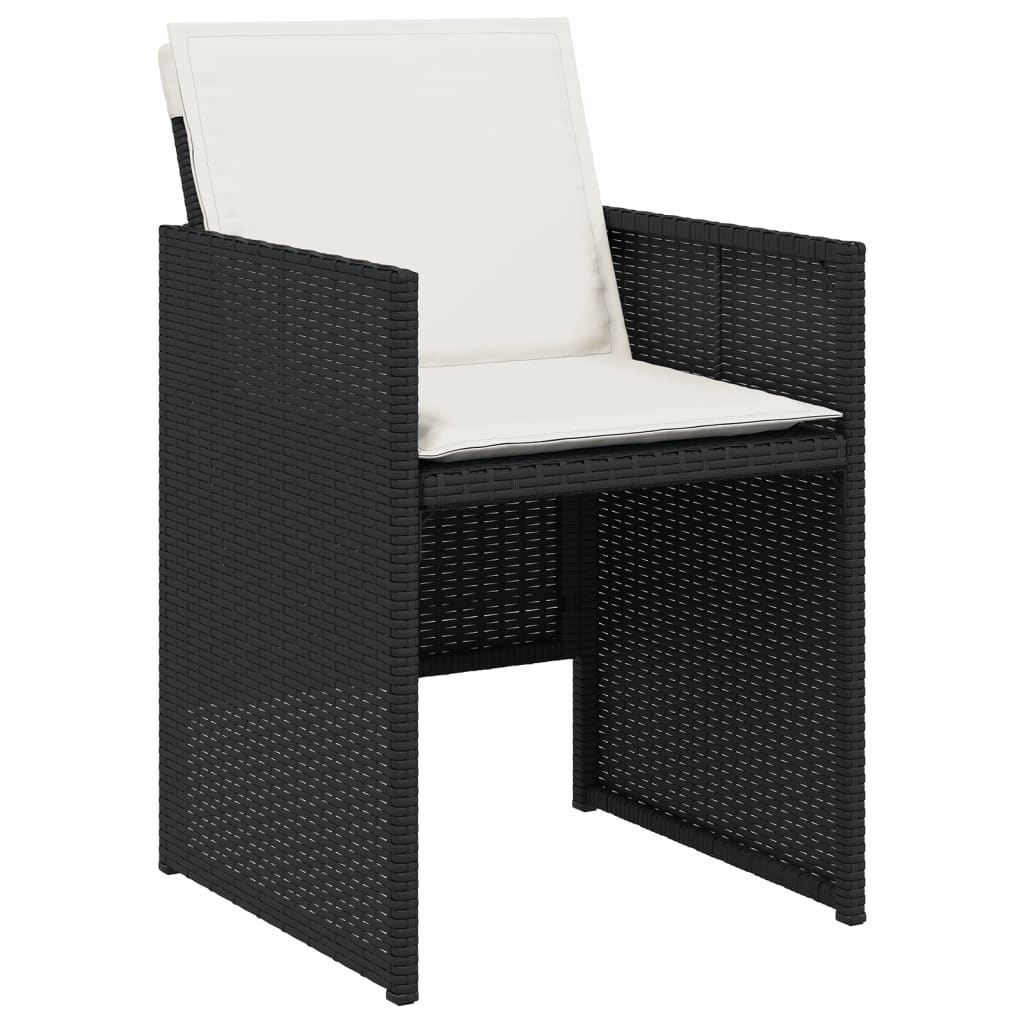 Set da Pranzo da Giardino 13pz con Cuscini Nero in Polyrattan | homemem39