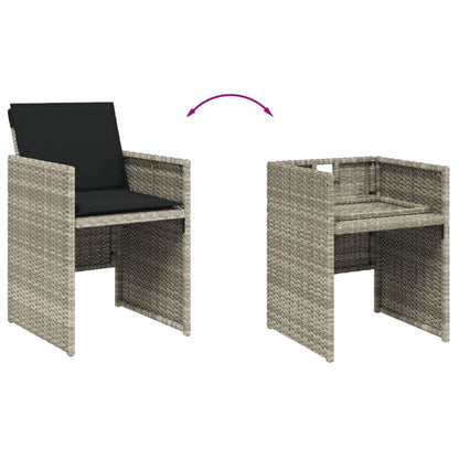 Set da Pranzo da Giardino 13pz con Cuscini Grigio in Polyrattan | homemem39