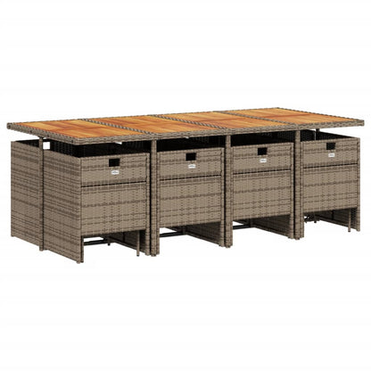 Set da Pranzo da Giardino 13pz con Cuscini Grigio in Polyrattan | homemem39