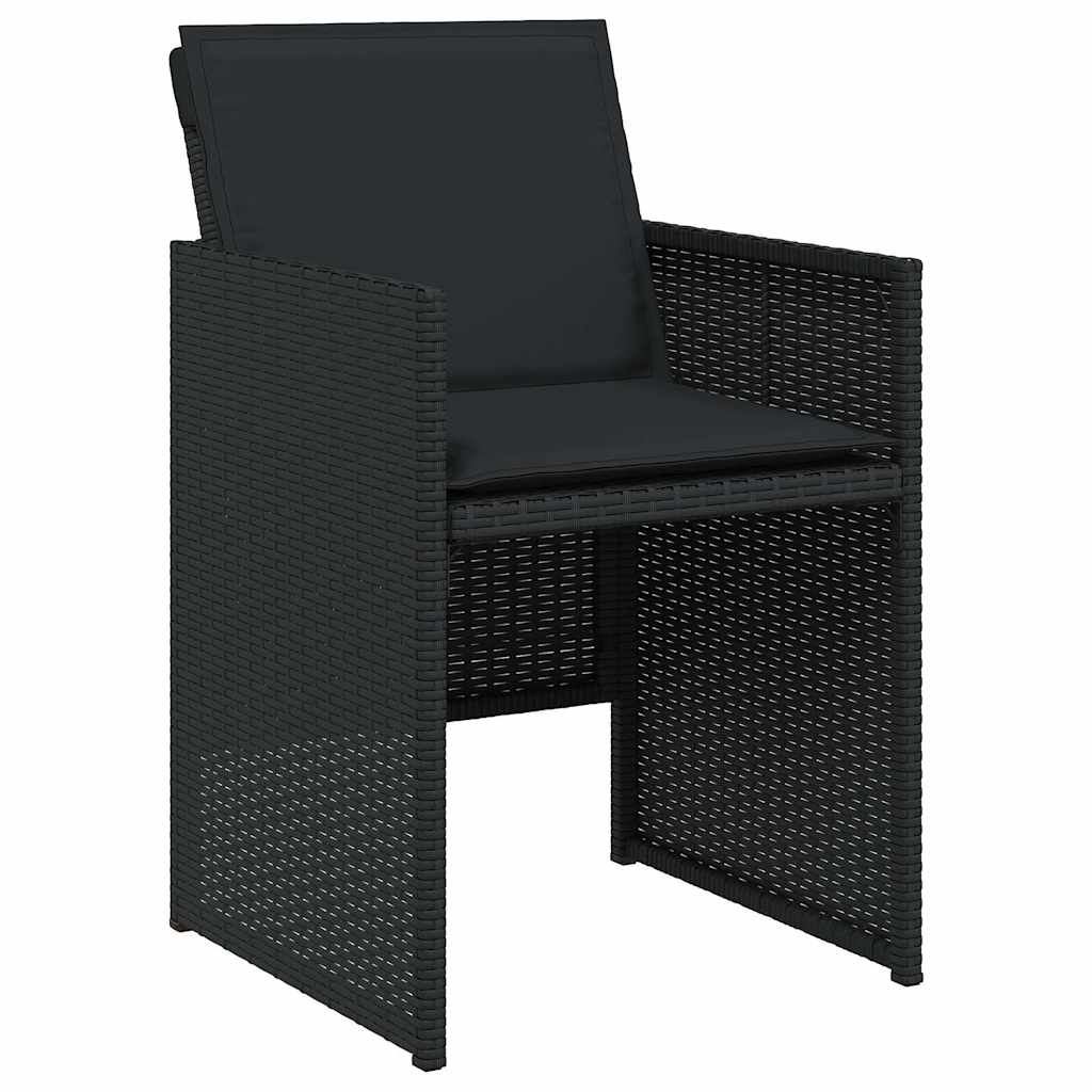 Set da Pranzo da Giardino 15 pz con Cuscini Nero in Polyrattan | homemem39