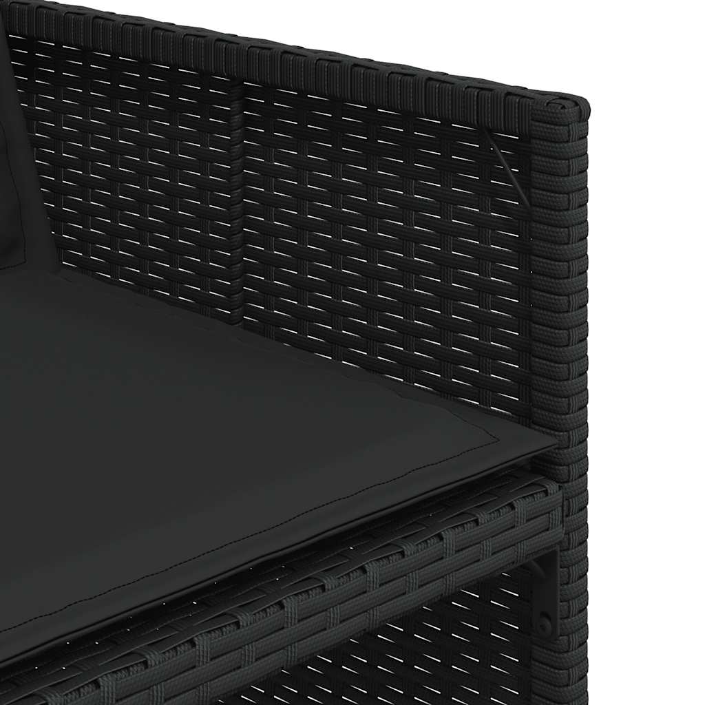 Set da Pranzo da Giardino 15 pz con Cuscini Nero in Polyrattan | homemem39