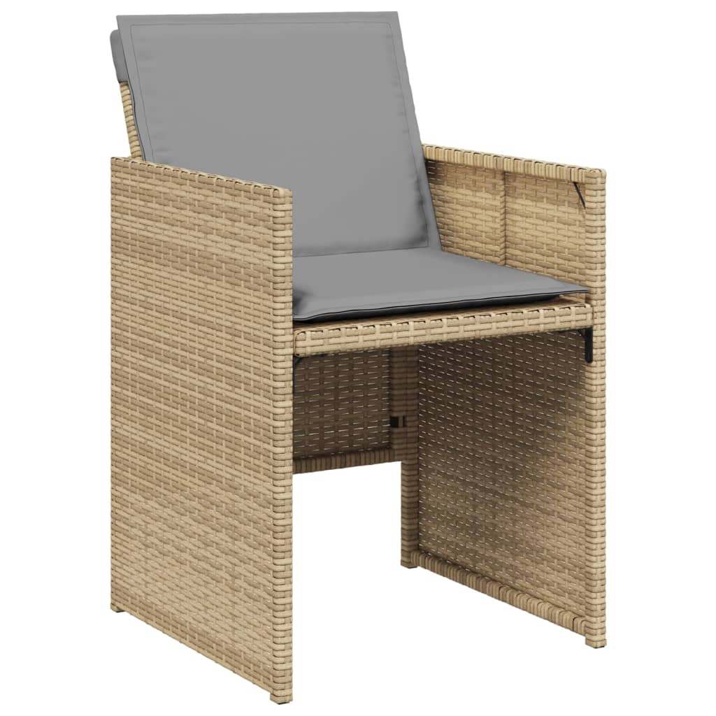 Set Pranzo da Giardino 15 pz con Cuscini Beige Misto Polyrattan - homemem39