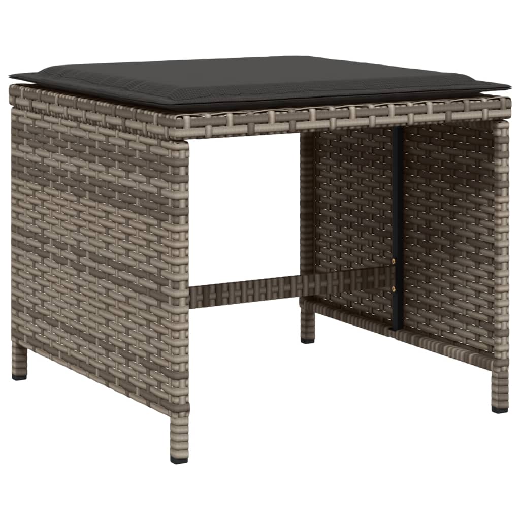 Set da Pranzo da Giardino 15 pz con Cuscini Grigio Polyrattan | homemem39