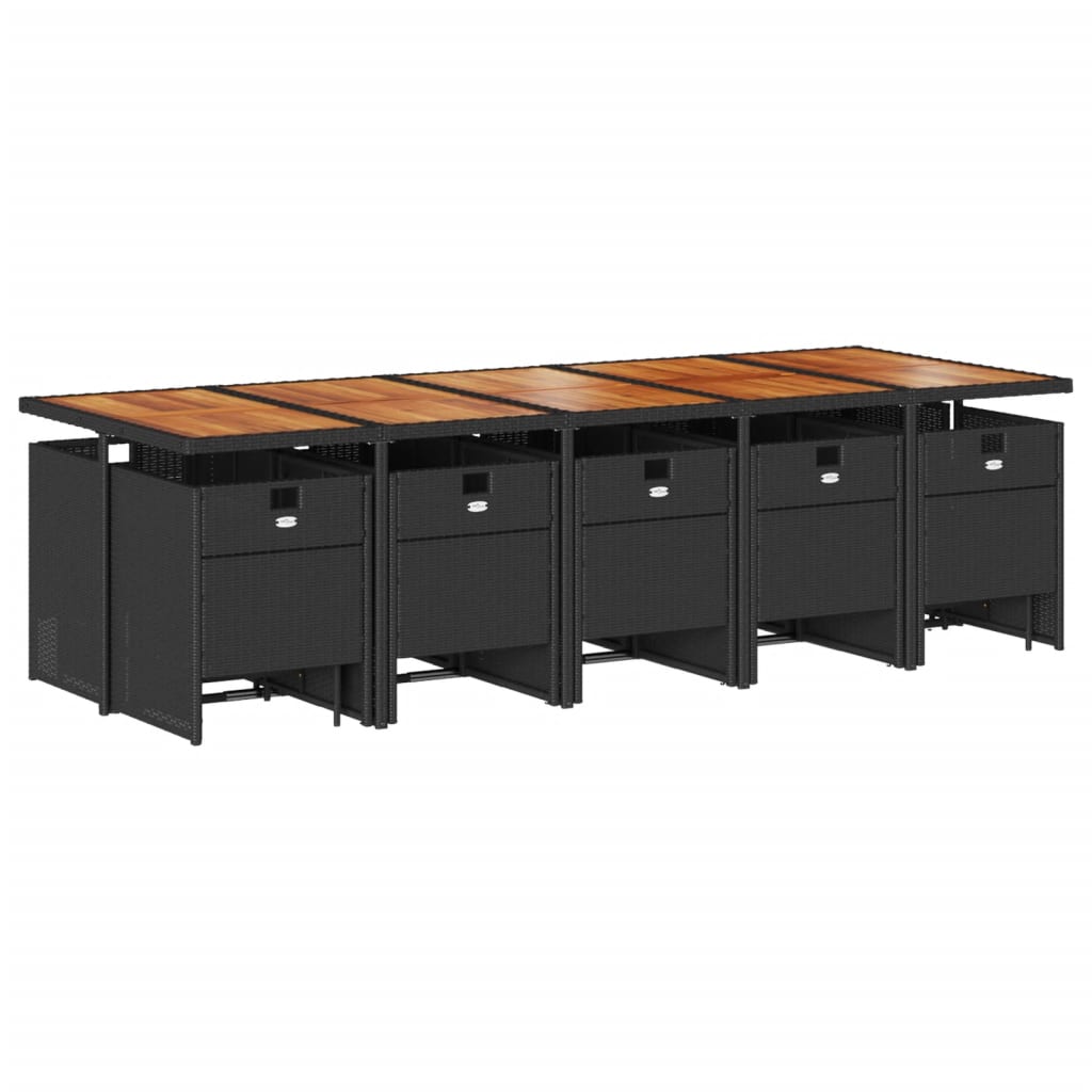 Set da Pranzo da Giardino 15 pz con Cuscini Nero in Polyrattan | homemem39