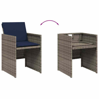 Set da pranzo da giardino da 15 pz con Cuscini in Polyrattan Grigio | homemem39