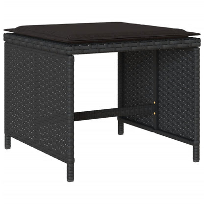 Set da Pranzo da Giardino 17 pz con Cuscini Nero in Polyrattan | homemem39