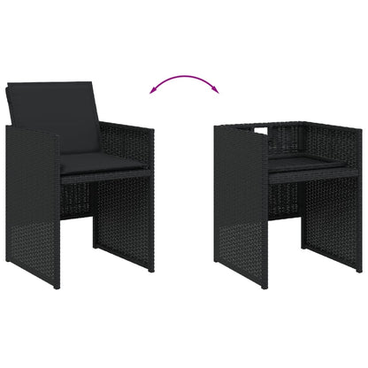 Set da Pranzo da Giardino 17 pz con Cuscini Nero in Polyrattan | homemem39