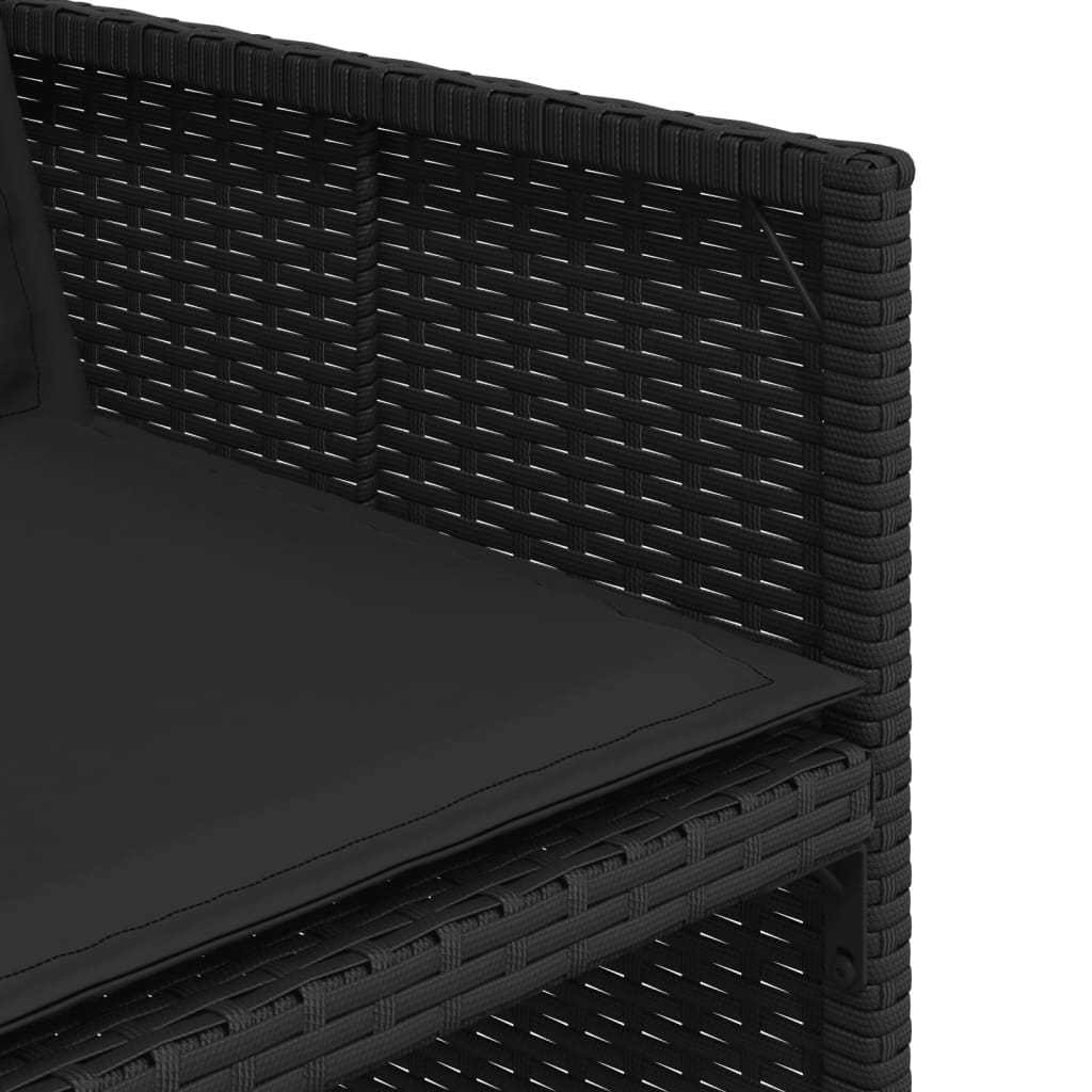 Set da Pranzo da Giardino 17 pz con Cuscini Nero in Polyrattan | homemem39