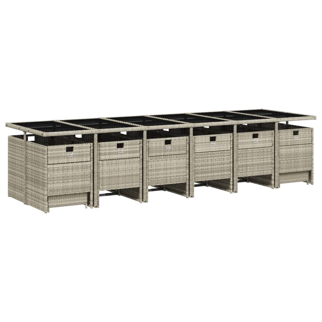 Set da Pranzo da Giardino 17pz con Cuscini Grigio in Polyrattan | homemem39