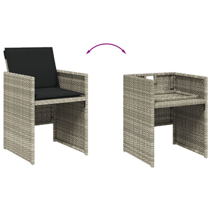 Set da Pranzo da Giardino 17pz con Cuscini Grigio in Polyrattan | homemem39