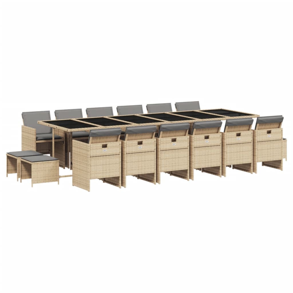 Set Pranzo da Giardino 17 pz con Cuscini Beige Misto Polyrattan | homemem39