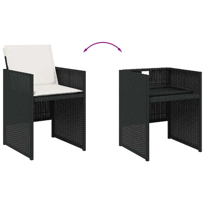 Set da Pranzo da Giardino 9 pz con Cuscini Nero in Polyrattan | homemem39