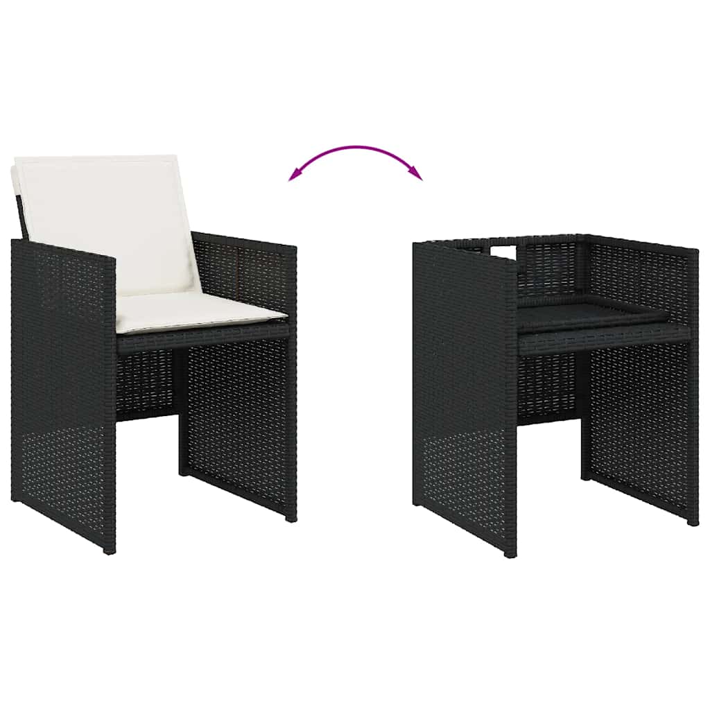 Set da Pranzo da Giardino 11 pz con Cuscini in Polyrattan Nero | homemem39