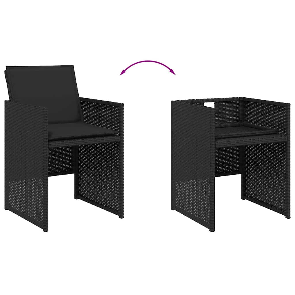 Set da Pranzo da Giardino 11 pz con Cuscini in Polyrattan Nero | homemem39