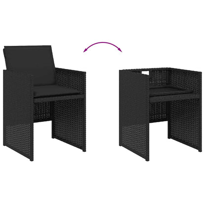 Set da Pranzo da Giardino 11 pz con Cuscini in Polyrattan Nero | homemem39