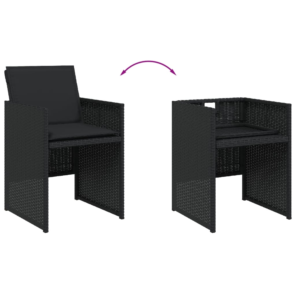 Set da Pranzo da Giardino 11 pz con Cuscini in Polyrattan Nero - homemem39
