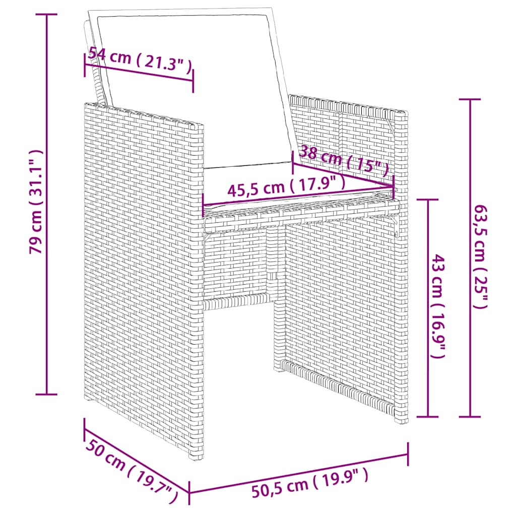 Set da Pranzo da Giardino 11 pz con Cuscini in Polyrattan Nero | homemem39