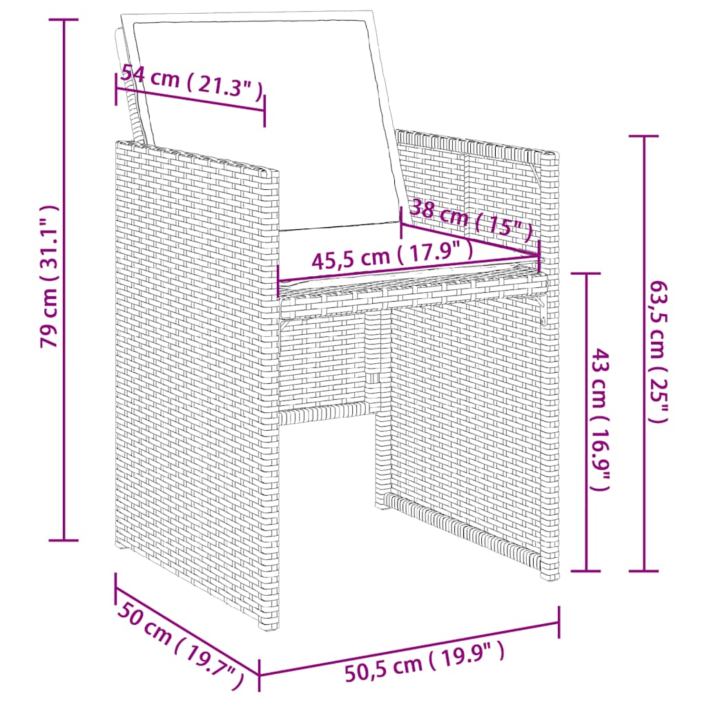 Set da Pranzo da Giardino 15 pz con Cuscini Grigio Polyrattan | homemem39