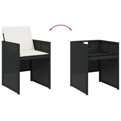 Set da Pranzo da Giardino 15 pz con Cuscini Nero in Polyrattan | homemem39
