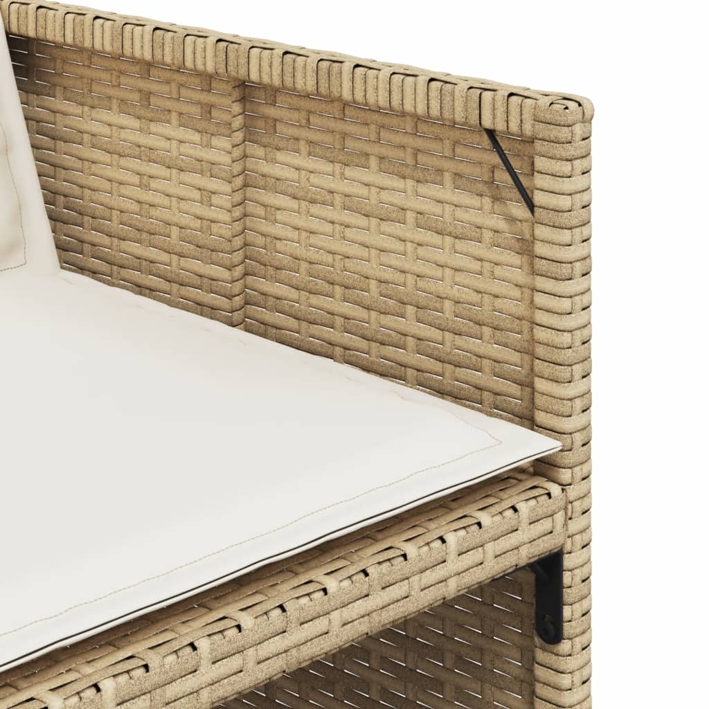 Set da Pranzo da Giardino 15 pz con Cuscini Beige in Polyrattan - homemem39
