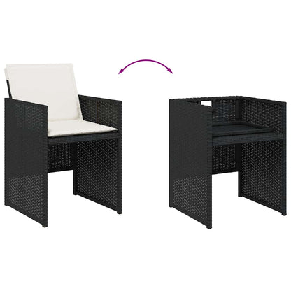 Set da Pranzo da Giardino 17 pz con Cuscini Nero in Polyrattan | homemem39