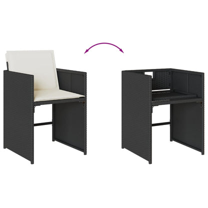 Set da Pranzo da Giardino 5 pz Nero con Cuscini in Polyrattan | homemem39